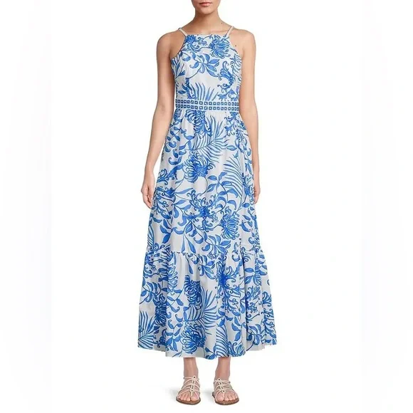 Lilly Pulitzer Blue & White Floral Maxi Dress Size 6 NWT | Resort Summer Dress - Picture 2 of 2